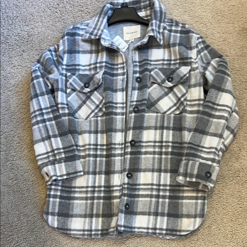 Plaid Button-Up Shirt Jacket